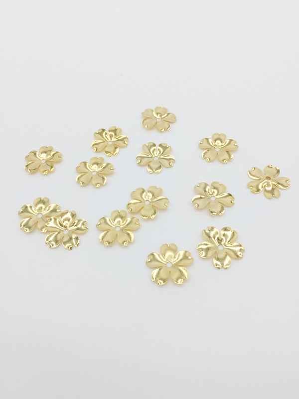 6 x 18K Gold Plated Flower Beads, 15mm (2191)