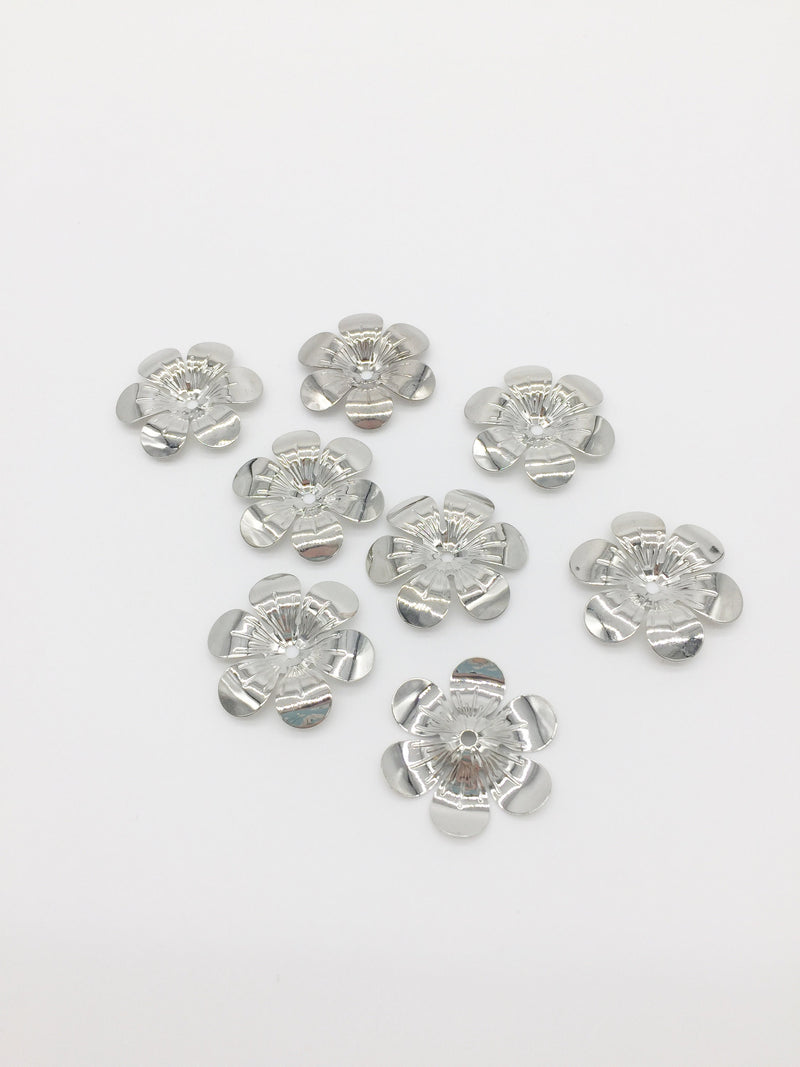 4 x Platinum Plated Flower Beads, 27mm (1921)