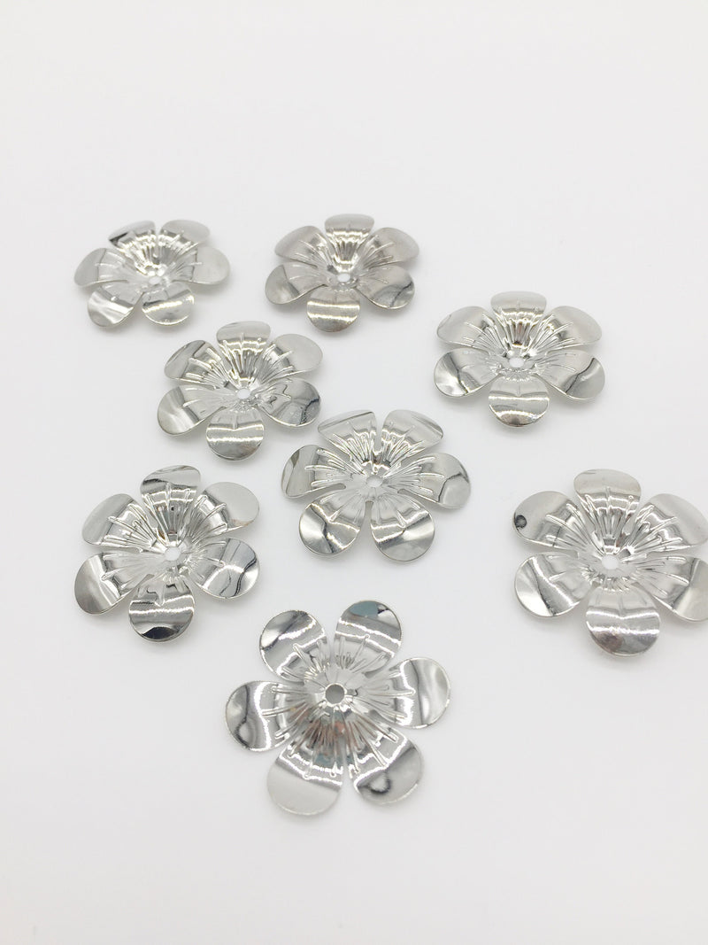 4 x Platinum Plated Flower Beads, 27mm (1921)