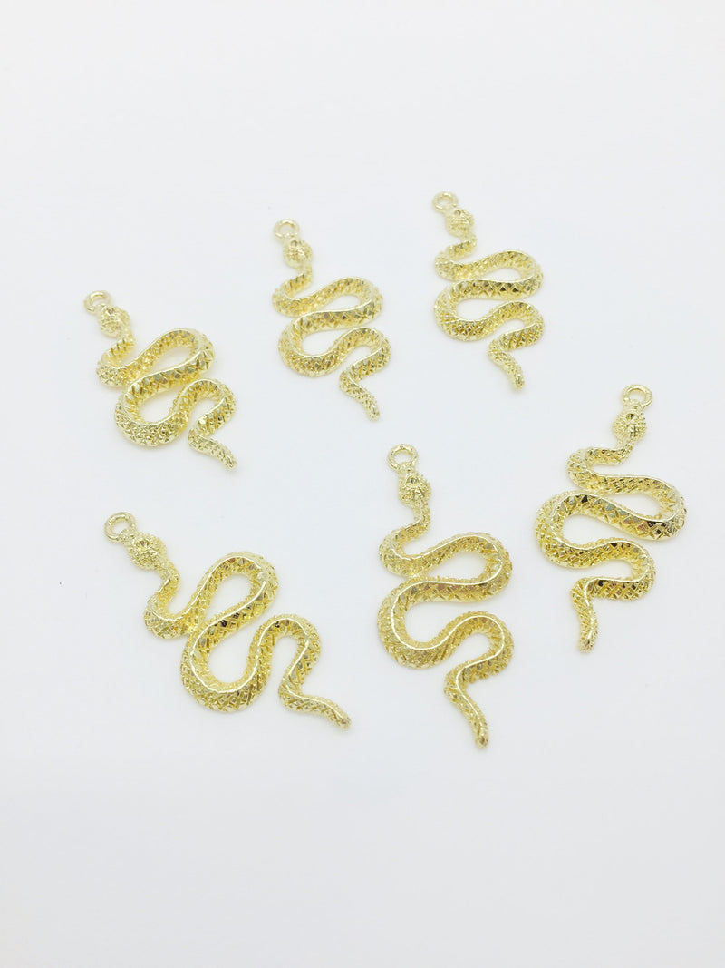 2 x Gold Plated Snake Pendants, 42x19mm (3056)