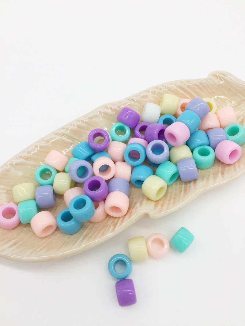 100 x Mixed Pastel Colours Pony Beads, 4mm (3099)