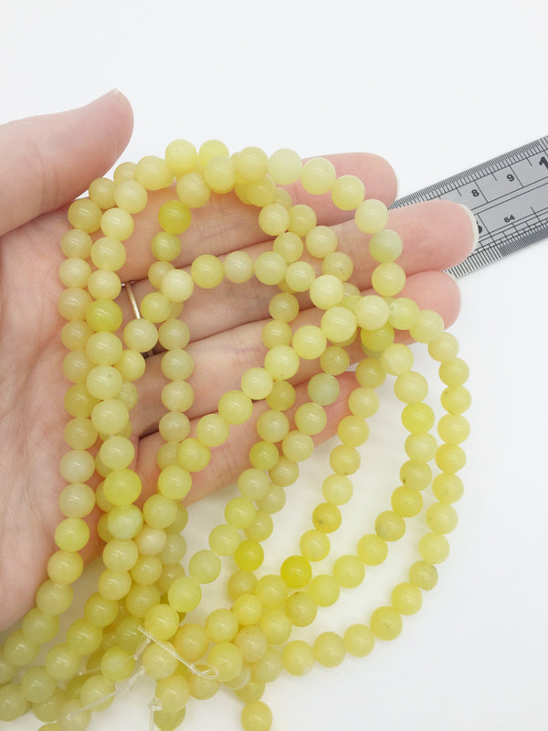 1 strand x 6mm Lime Green Jade Beads