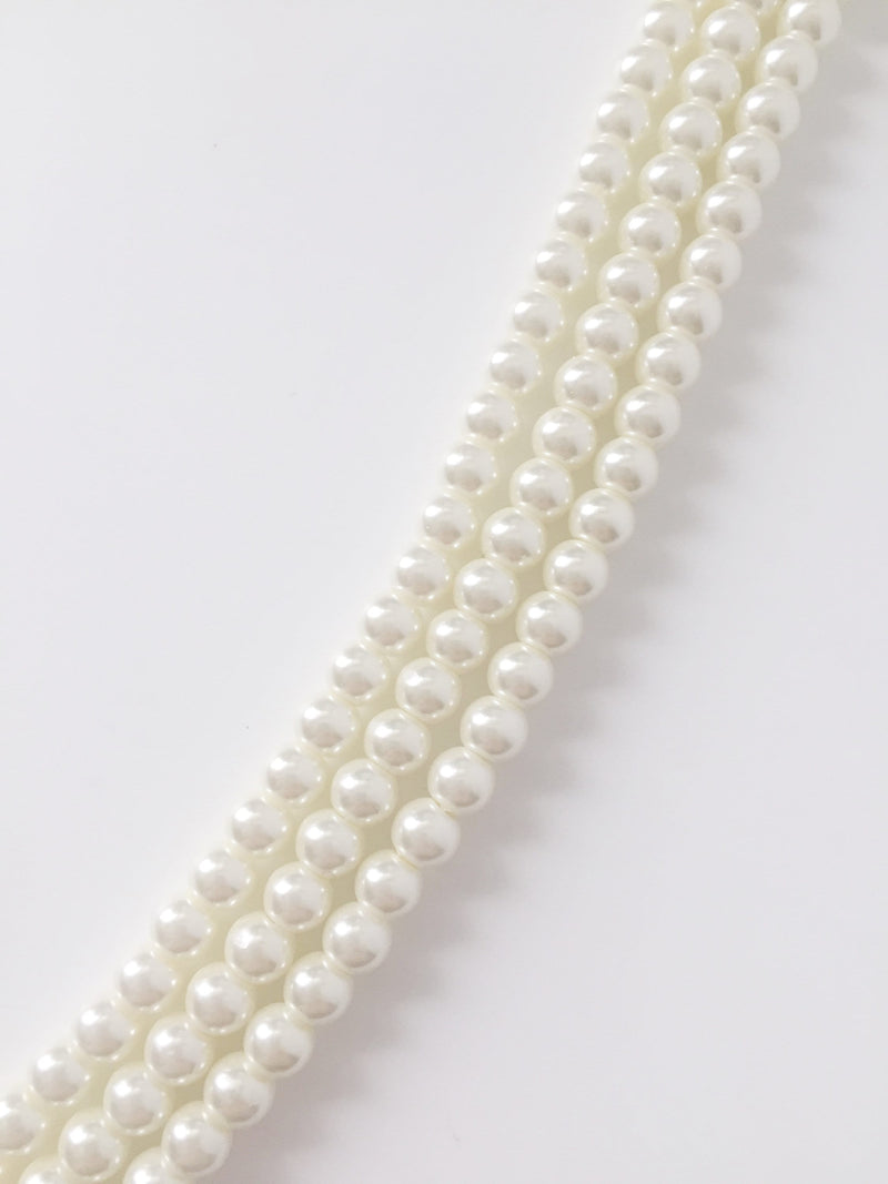 1 strand x 6mm Ivory Glass Pearl Beads (3046)