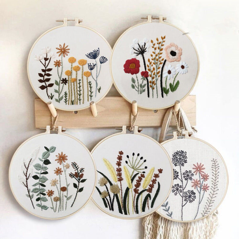 Full Embroidery Kit for Beginners, Wild Flowers Pattern