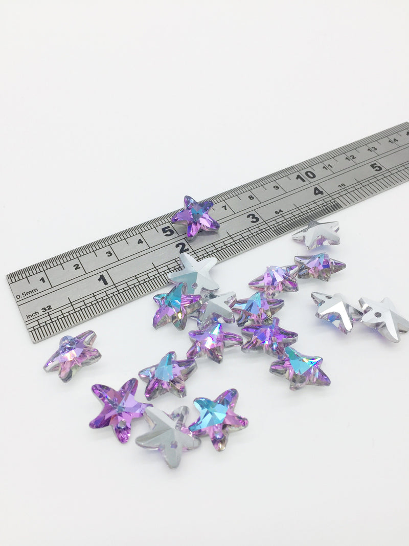 5 x Vitrail Light Purple Crystal Star Charms, 15mm (2345)