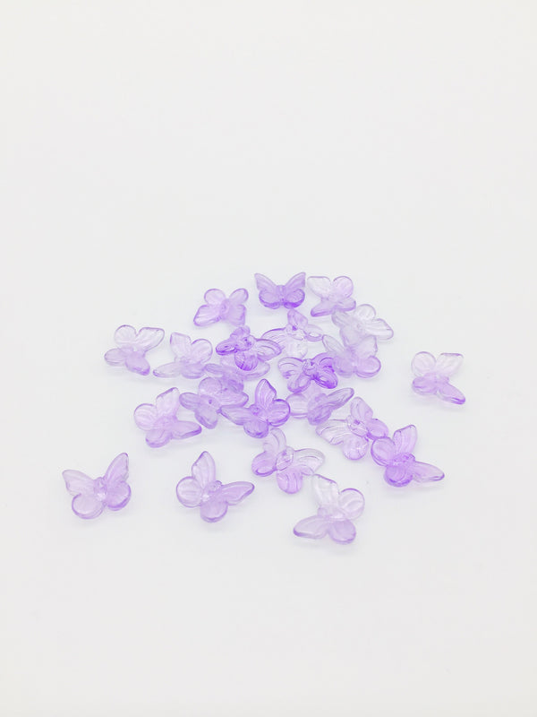 20 x Light Purple Glass Butterfly Charms, 11x10mm (1220)