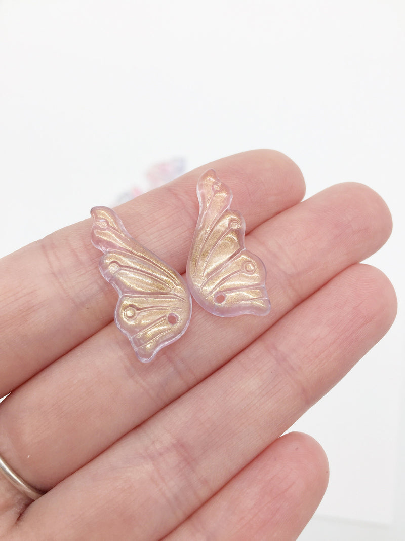 10 x Purple Ombre Glass Butterfly Wing Charms, 25x13mm (1213)