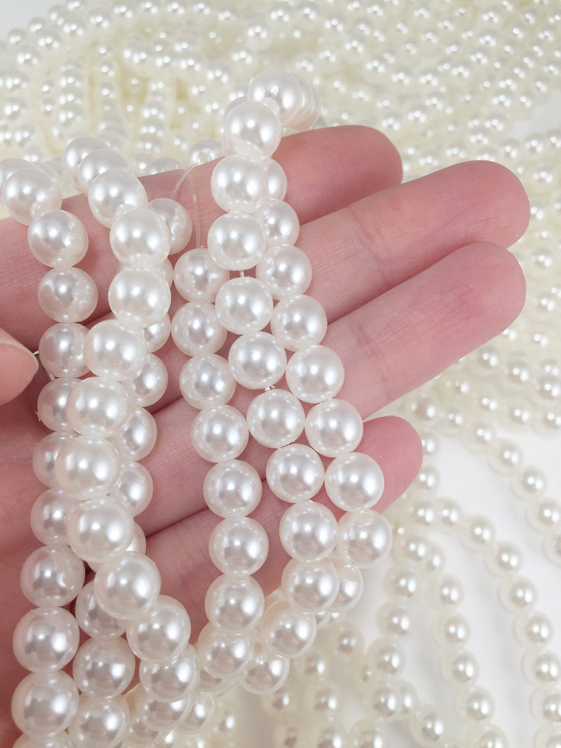 100 x 8mm Off White Acrylic Pearl Beads (3148)