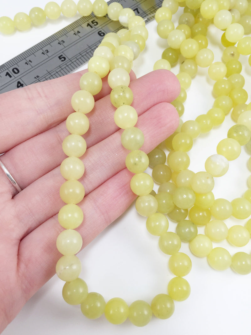 1 strand x Round Lime Green Natural Jade Beads, 8mm (3074)