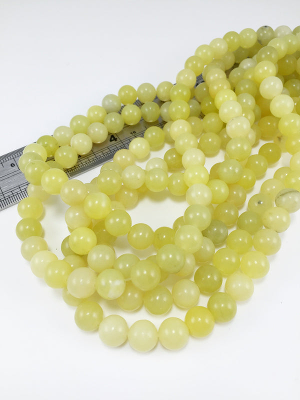 1 strand x Round Lime Green Natural Jade Beads, 8mm (3074)