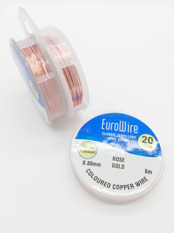 1 spool x 0.8mm Rose Gold Wire, 20 gauge Non Tarnish Soft Copper Wire (3029)