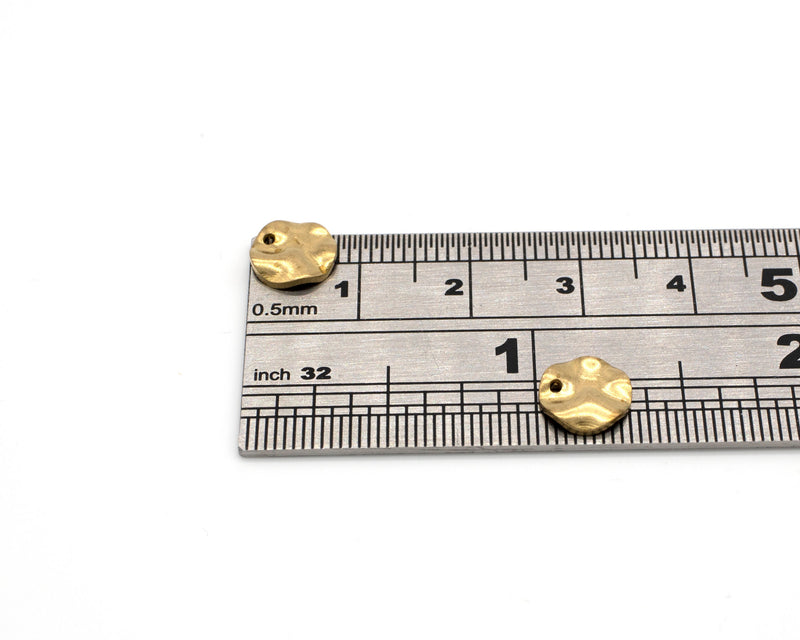 20 x Raw Brass Wavy Coin Charms, 8mm (C0257)