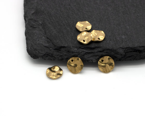 20 x Raw Brass Wavy Coin Charms, 8mm (C0257)