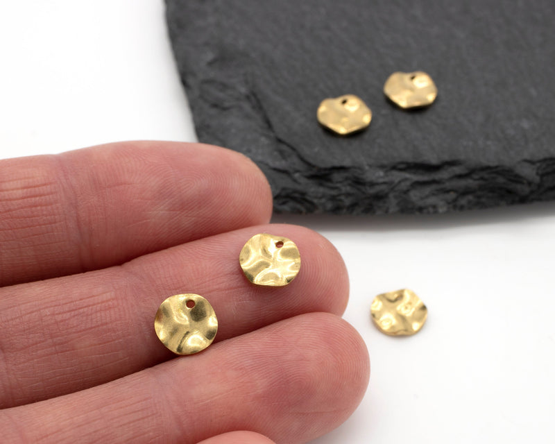 20 x Raw Brass Wavy Coin Charms, 8mm (C0257)