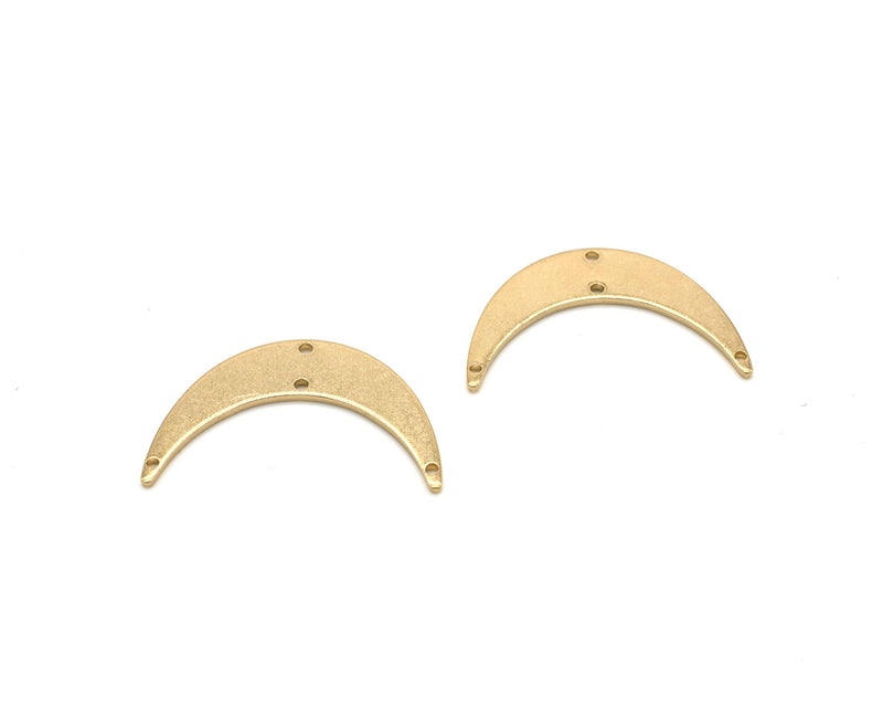 2 x Raw Brass Crescent Moon Arched Pendant Connector, 30x22mm (C0238)