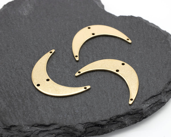 2 x Raw Brass Crescent Moon Arched Pendant Connector, 30x22mm (C0238)