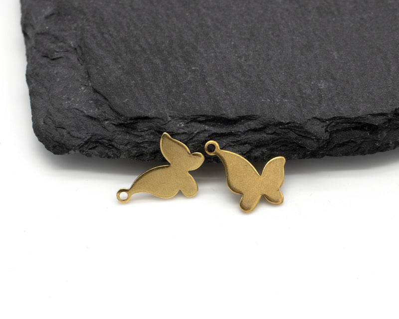 4 x Raw Brass Butterfly Charms, 15x11mm (C0619)