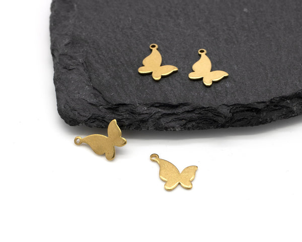 4 x Raw Brass Butterfly Charms, 15x11mm (C0619)