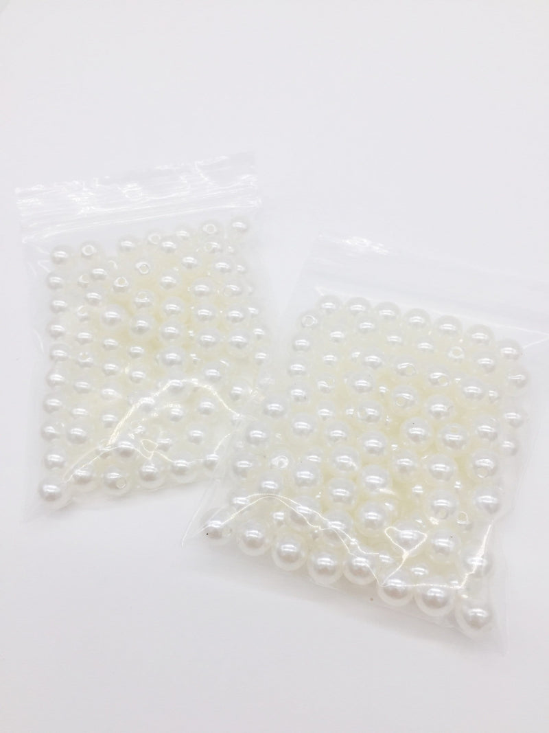 100 x 8mm Off White Acrylic Pearl Beads (3148)