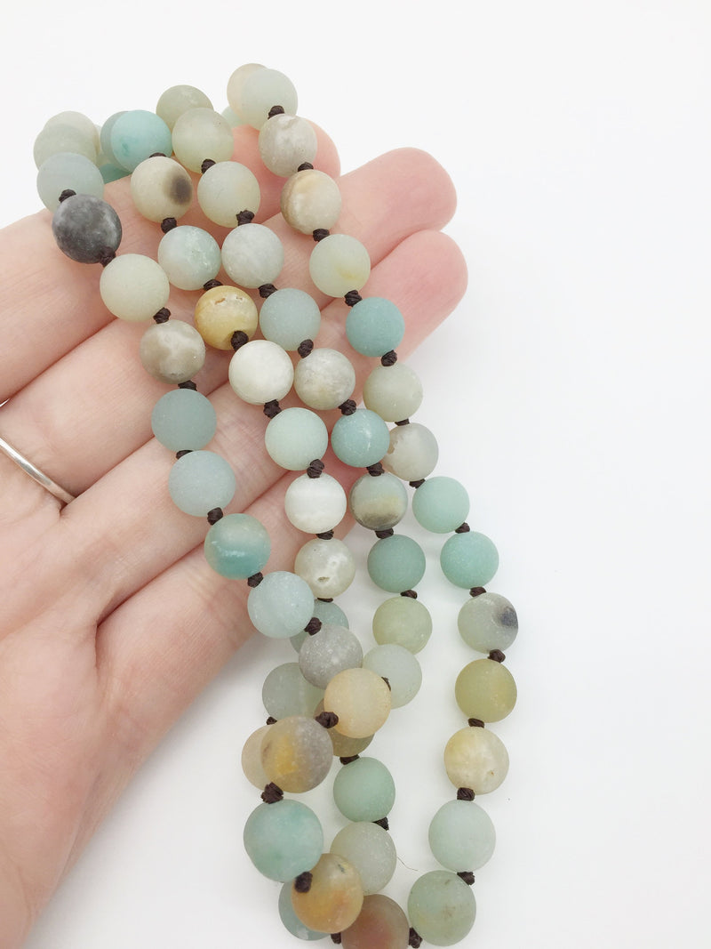 8mm Frosted Amazonite Necklace Blank, 85cm