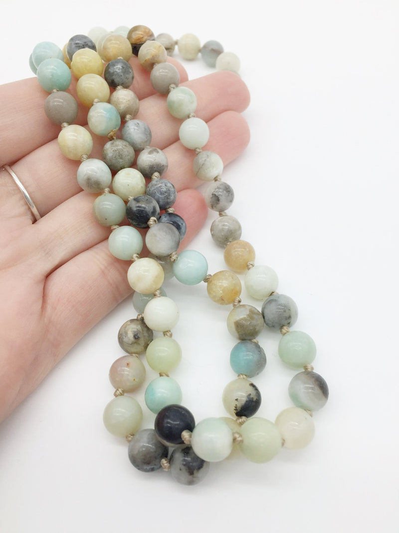 8mm Polished Amazonite Necklace Blank, 85cm