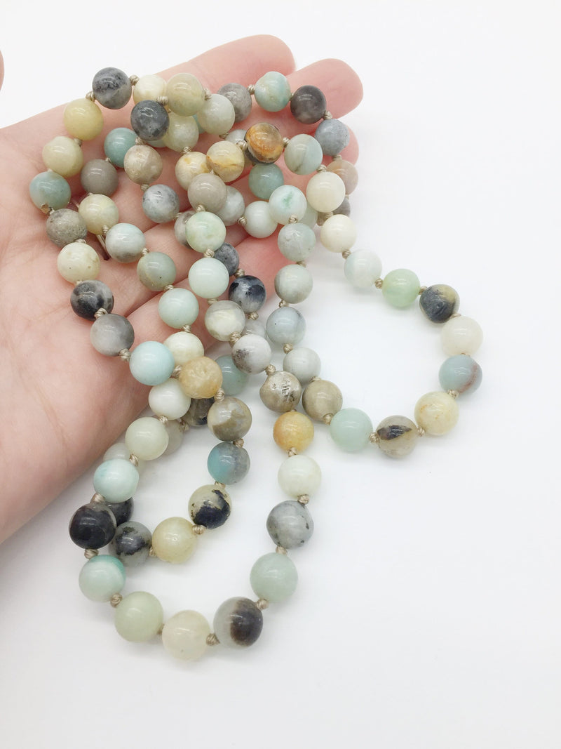 8mm Polished Amazonite Necklace Blank, 85cm