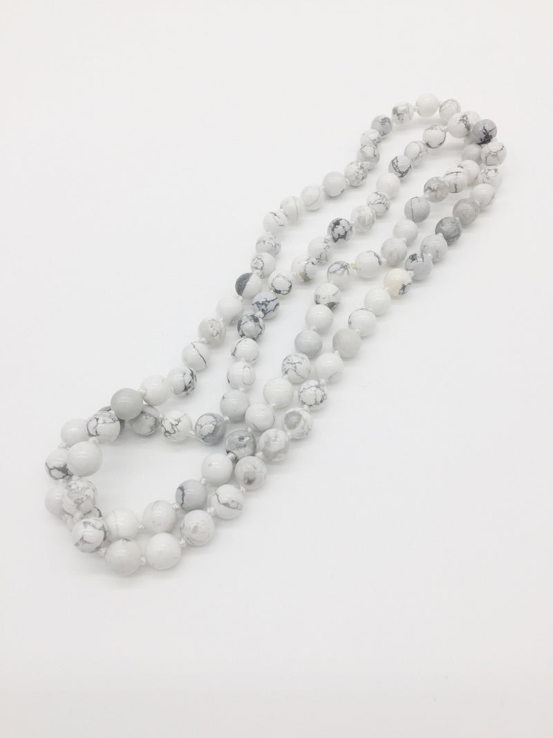 8mm Polished Howlite Necklace Blank, 85-86cm