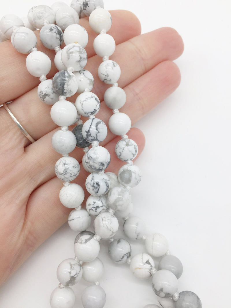 8mm Polished Howlite Necklace Blank, 85-86cm