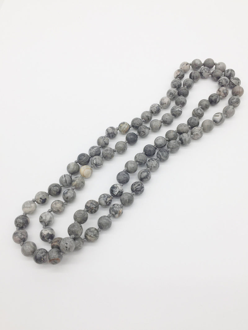 8mm Polished Jasper Beaded Necklace, 85-86cm (3088)