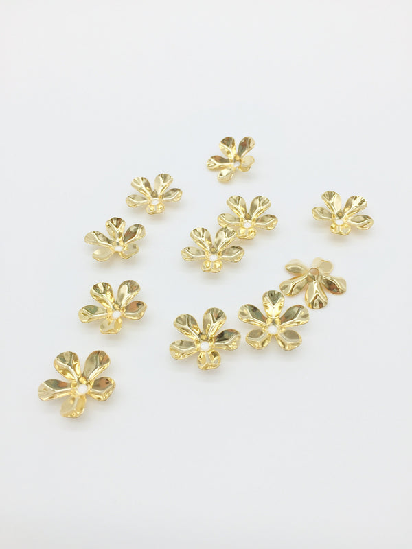 4 x 18K Gold Plated Flower Beads, 18mm (3475)