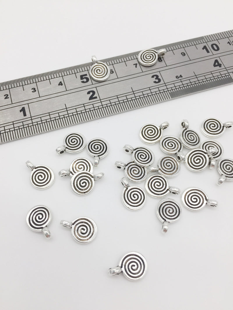 50 x Antique Silver Plated Small Swirl Charms, 11.5x8mm (3053)