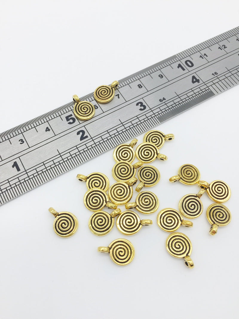 50 x Antique Gold Plated Small Swirl Charms, 11.5x8mm Necklace Spacer Beads (3052)