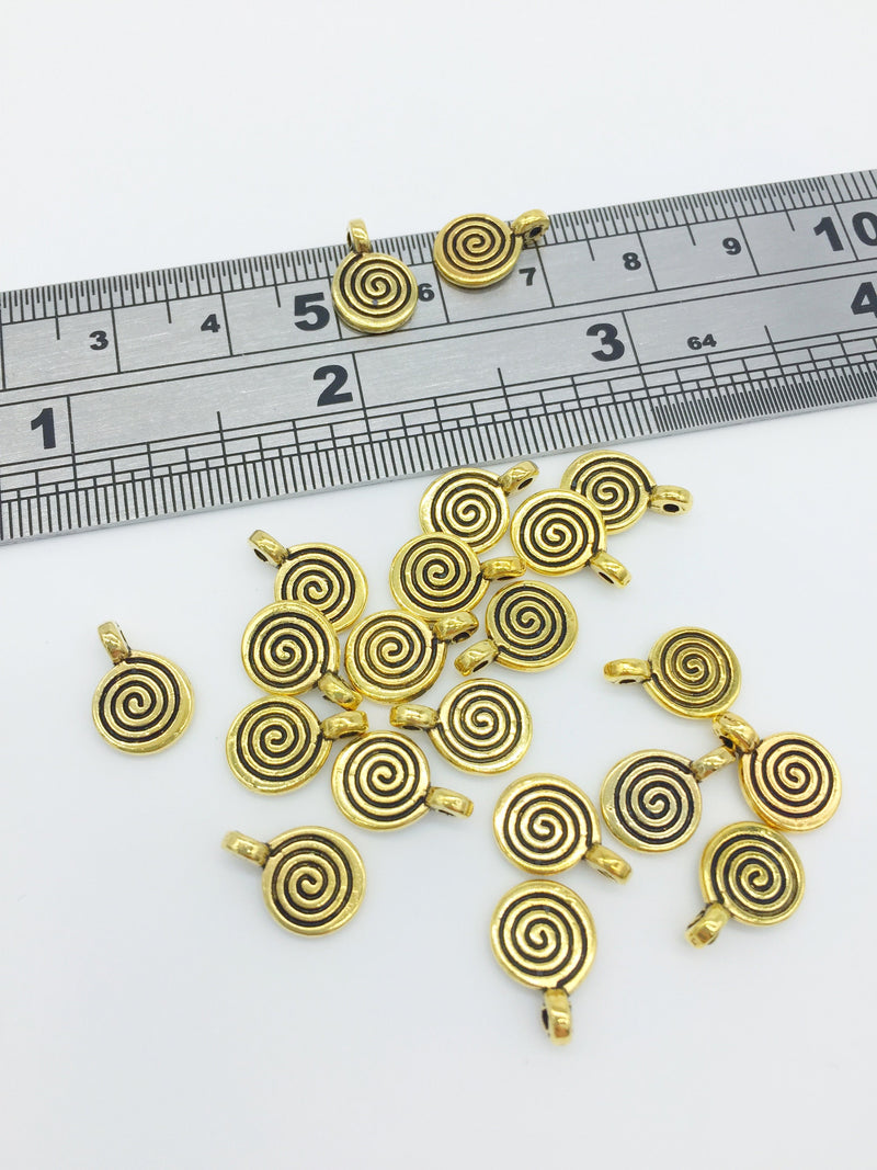 50 x Antique Gold Plated Small Swirl Charms, 11.5x8mm Necklace Spacer Beads (3052)