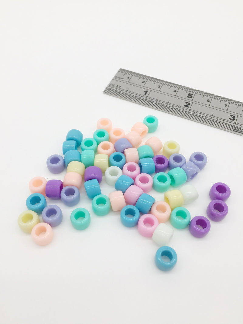 100 x Mixed Pastel Colours Pony Beads, 4mm (3099)