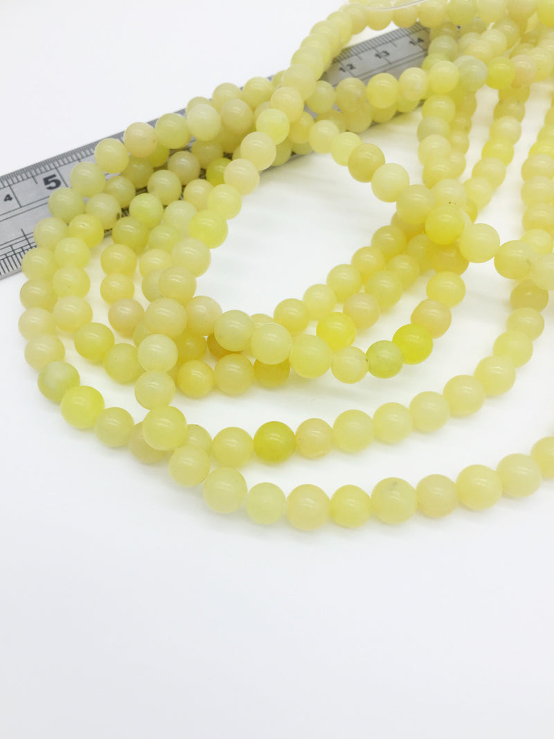 1 strand x 6mm Lime Green Jade Beads