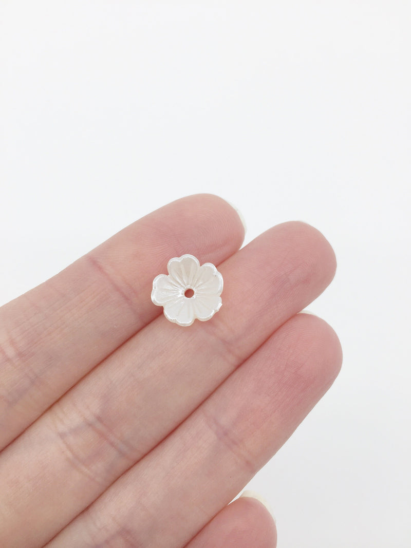 40 x Pearlised Ivory Sakura Flower Beads, 11mm Acrylic Flower Beads (3068)