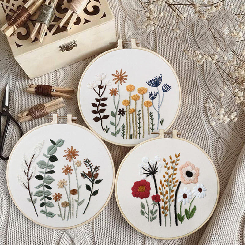 Full Embroidery Kit for Beginners, Wild Flowers Pattern