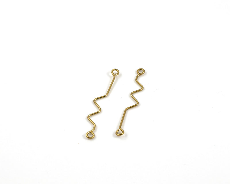 10 x Raw Brass Shaped Wire Links, 40mm Brass Eyepin Connectors (C0716)