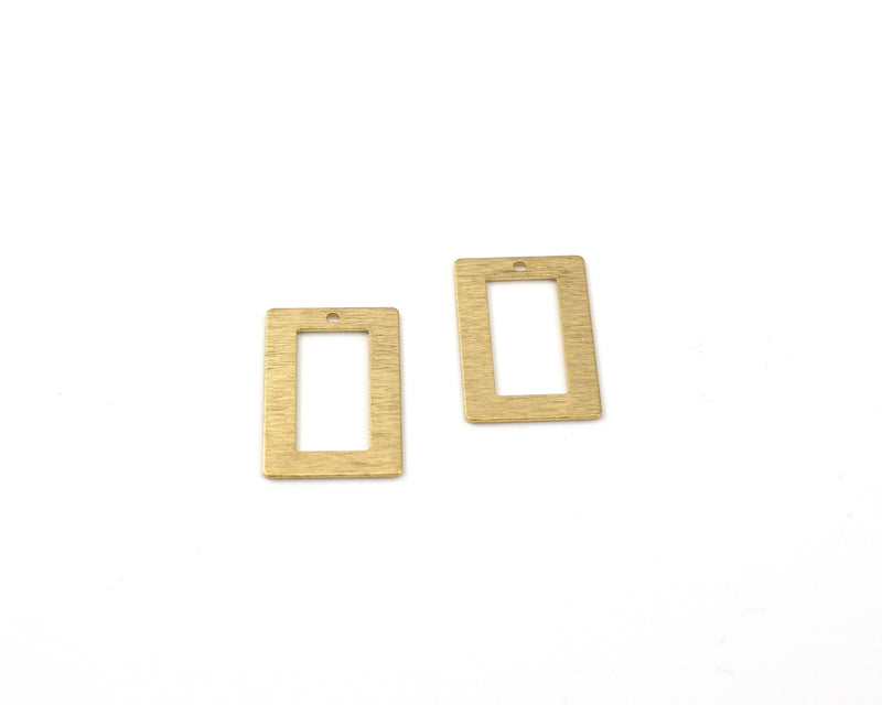 6 x Textured Raw Brass Open Rectangle Pendants, 22x13mm (C0564)