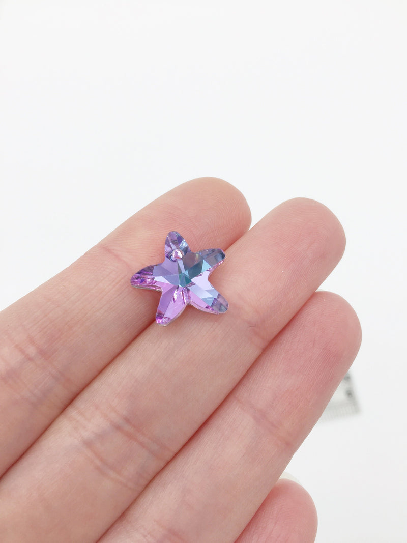 5 x Vitrail Light Purple Crystal Star Charms, 15mm (2345)