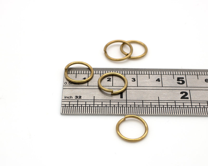 20 x 12mm Brass Jump Rings, Large Open Round Linking Rings (C0625)