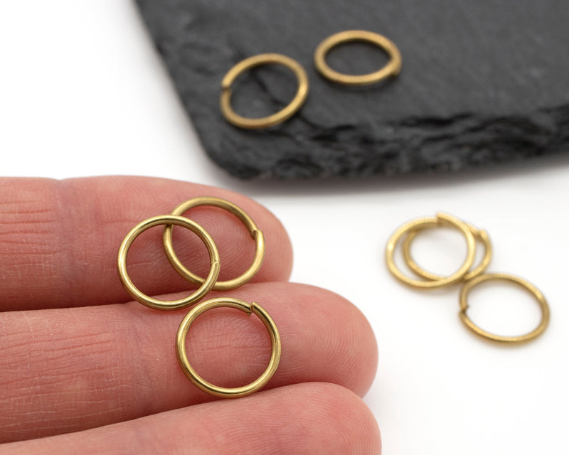 20 x 12mm Brass Jump Rings, Large Open Round Linking Rings (C0625)