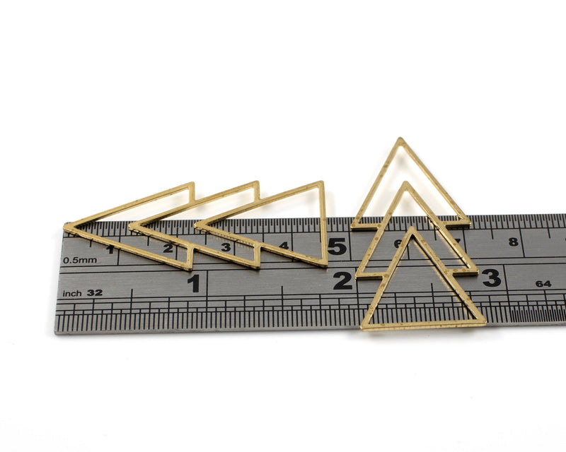 2 x Triple Chevron Connectors, 46x21mm Raw Brass Triangle Links (C0628)