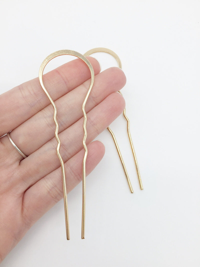 2 x Extra Large Champagne Gold Bobby Pins, 103mm (0727)