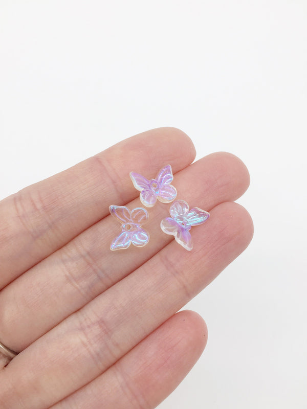 20 x Tiny Crystal Butterfly Charms, 11x10mm (0794)