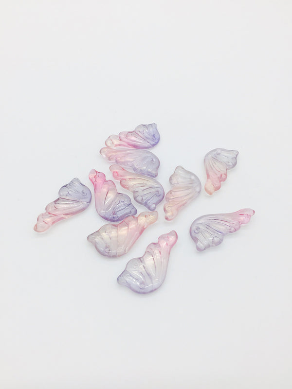 10 x Purple Ombre Glass Butterfly Wing Charms, 25x13mm (1213)