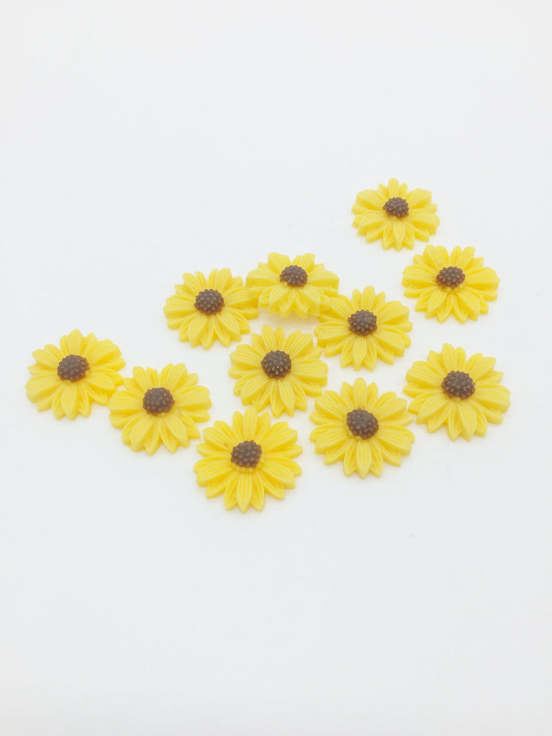 10 x Resin Sunflower Cabochons, 22mm (3180)