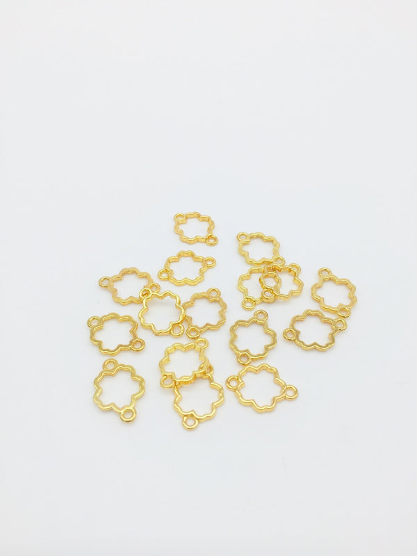 10 x Gold Flower Bezel Connectors, 16x12mm (1221)