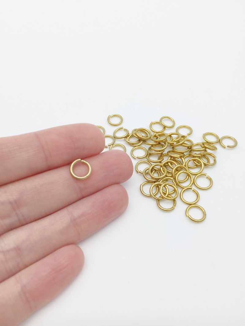 80 x 8mm Raw Brass Jump Rings, 8x1.2mm Round Open Rings (C0715)