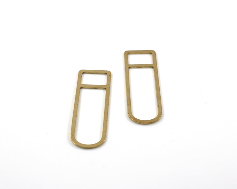 2 x Solid Raw Brass Open D Shape Links, 45x15mm (C0630)